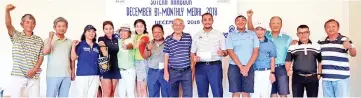  ??  ?? SHMGCC Liaison Committee officer Lucas Lo (right) pose with the winners of the Sutera Harbour Bi-Monthly Medal Golf Tournament for December here over the weekend.