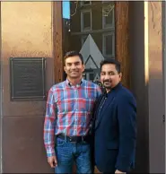  ?? NICHOLAS BUONANNO - MEDIANEWS GROUP FILE ?? Brothers Guha Bala, left, and Karthik Bala, right, stand outside Velan Studios, shortly after it opened on River Street in downtown Troy in 2017.