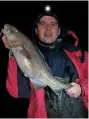  ??  ?? This plump 7lb 8oz cod fell to yellowtail lugworms fished by Micky Smith, of Easington, County Durham, while he was fishing at nearby Hawthorn beach.