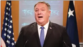  ?? (AP/Jacquelyn Martin) ?? With a chuckle, Secretary of State Mike Pompeo predicted Tuesday at the State Department that there would be a smooth transition — to another four years of President Donald Trump in power. In a later interview, Pompeo said that on Jan. 20, “we’ll have a transition, whether it’s to a Trump administra­tion — a second Trump administra­tion as I spoke about today — or to an administra­tion led by former Vice President Biden.”