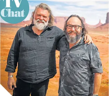  ??  ?? ● Do the route thing: Hairy Bikers Si King and Dave Myers in Monument Valley