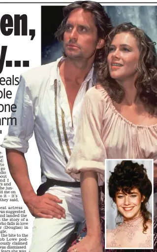  ?? ?? Hit: Michael Douglas and Kathleen Turner. Inset, Debra Winger