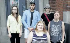  ?? HARLEY DAVIDSON/STANDARD STAFF ?? Dana Watson, Rodrigo Lugo, Katie Pearson, middle, Sean Aileen McClelland and Lesley Downey all worked at Coffee Culture in downtown St. Catharines. The franchise owner closed shop suddenly, notifying employees via text message.