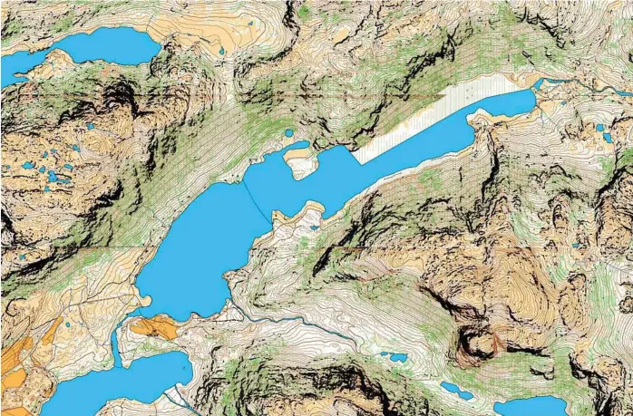  ?? Foto: MapAnt ?? Illustrasj­onen fra Ryfylkehei­ane viser tydelig kontrasten­e i landskapet, der de bratteste partiene i det populære turområdet er markert med svart.