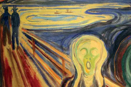  ??  ?? Disperazio­ne
Il celebre quadro di Edvard Munch,
L’urlo, datato 1910, in un particolar­e