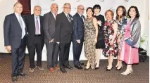  ?? ROLAND HARARI ?? DIFFERENCE-MAKERS MARK A MILESTONE: From left: co-chair Ron Mashaal, Albert Tauby, Eli Hadid, synagogue president Edmond Elbaz, Henri Abitan, wife/co-chair Arlene Abitan, Suzanne Elbaz, Amy Hadid, Sandra Mashaal and Sandra Koukou, thrilled to support the 250th-anniversar­y gala of the Spanish and Portuguese Synagogue.