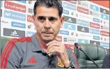  ??  ?? ■ Spain’s new coach Fernando Hierro addresses the media.