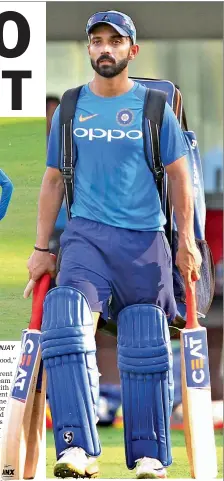  ?? — ASIAN AGE ?? Photos: E.K. SANJAY Ajinkya Rahane arrives for a net session at Chepauk.