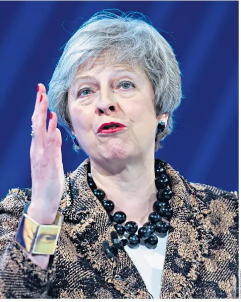  ??  ?? The Prime Minister delivers her speech to the Confederat­ion of British Industry’s annual conference in London yesterday