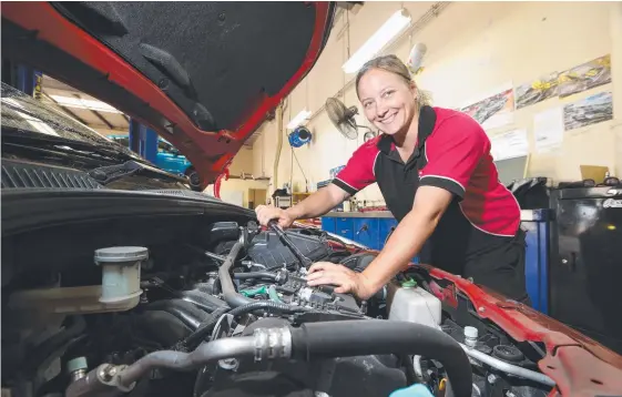  ?? Picture: GLENN HAMPSON ?? Kendra Coles is a rarity – a female mechanic. She is in the final year of her apprentice­ship at Von Bibra Helensvale.