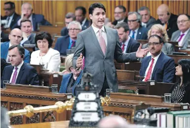  ??  ?? Prime Minister Justin Trudeau rises during Question Period in the House of Common on Tuesday.