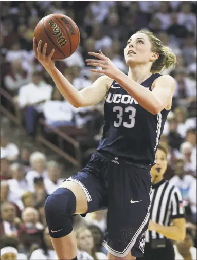  ?? Icon Sportswire / Icon Sportswire via Getty Images ?? UConn senior Katie Lou Samuelson will have more of a leadership role for the Huskies this season, and she said she is “excited to be in a more demanding role.”