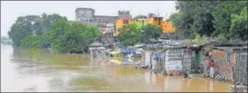  ?? SANTOSH KUMAR/HT PHOTO ?? A view of flooded LCT ghat in Patna on Monday.