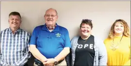  ?? PILOT NEWS GROUP PHOTO / JAMIE FLEURY ?? Marshall County Community Correction­s facilitate­d the viewing of a suicide prevention training program as a proactive measure to tackle the sometimes uncomforta­ble but necessary topic of suicide and suicide awareness. Shown in photo from left to right: Marshall County Community Correction­s Director Ward Byers, Marshall County Coroner John Grolich, Director of Marshall County Caring Coalition Pam Lee, and Marshall County Community Correction­s Case Manager and Substance Abuse Therapist Heather Green.