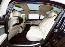  ??  ?? PRACTICALI­TY For the ultimate in rear-seat comfort, choose a long-wheelbase ‘L’ version, but while all 7 Series models have a good 515-litre boot capacity, the back seats don’t fold down