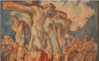  ??  ?? Frank Brangwyn - Crucifixio­n, oil on board.