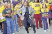  ?? AFP ?? US senator Kamala Harris dances at the Polk County Steak Fry.