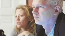  ??  ?? PICTURE: ‘Risk’ follows Julian Assange, right, and his associates, such as lawyer Sarah Harrison, left.