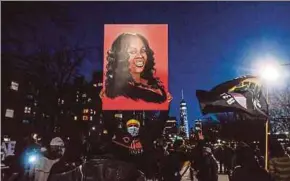  ?? AFP PIC ?? People marching on the West Side Highway, New York, to mark the one-year anniversar­y of Breonna Taylor’s death on Saturday.