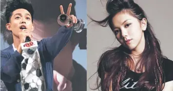  ??  ?? Hong Kong singer GEM Tang and Taiwanese singer Yoga Lin.