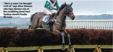  ?? ?? “She’s a mare I’ve thought a lot of,” says Alice Stevens who tops division one of the conditions (level two) 5yo&up aboard Feuille De Lune