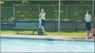  ?? NICHOLAS BUONANNO-NBUONANNO@TROYRECORD.COM ?? Cohoes resident Travis Guilbeault dives into Lansing Pool in Cohoes Monday afternoon.