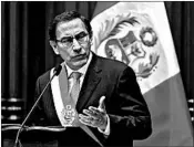  ?? ERNESTO ARIAS/EPA ?? New President Martin Vizcarra appealed for national unity and urged young Peruvians not to succumb to cynicism.