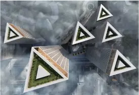  ?? BILD: YIT ?? De triangelfo­rmade tornens tak kan bli miljöer för gemensam samvaro.■