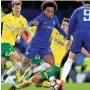  ??  ?? BAD CALL Willian is felled by Norwich but refused pen