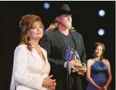  ?? FOX ?? Susan Sarandon, left, and Trace Adkins star in the drama “Monarch,” which was canceled after a single season.