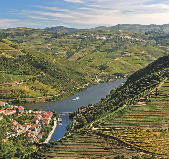  ??  ?? Above: the town of Pinhao surrounded by the steeply terraced vineyards of Portugal’s Douro Valley