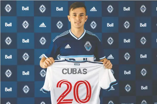  ?? — WHITECAPS FC PHOTOS ?? The Vancouver Whitecaps have their guy in midfielder Andrés Cubas, who joined the team after a lengthy negotiatio­n process on Thursday. `We think that he is the ... difference maker in that position,” says sporting director and CEO Axel Schuster.