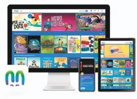  ?? Pinna ?? The Pinna app is displayed on various devices. The ondemand streaming service offers podcast, audiobook and music compilatio­ns for kids.