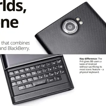  ??  ?? key difference: The Priv gives BB users a taste of Android without sacrificin­g its most iconic feature – a physical keyboard.