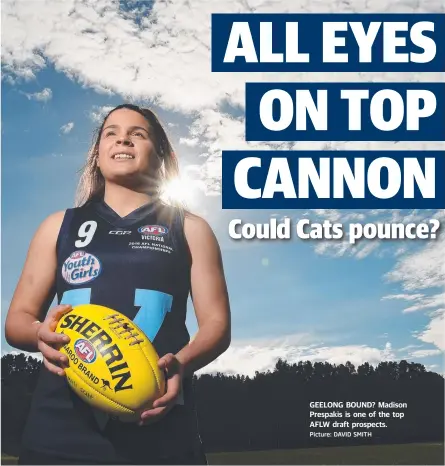  ?? Picture: DAVID SMITH ?? GEELONG BOUND? Madison Prespakis is one of the top AFLW draft prospects.