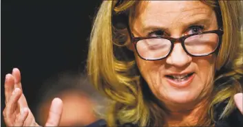  ?? Getty Images ?? Dr. Christine Blasey Ford at a Senate Judiciary Committee hearing Sept. 27.