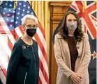  ?? JERICHO ROCK-ARCHER/STUFF ?? US Deputy Secretary of State Wendy Sherman with Prime Minister Jacinda Ardern yesterday.