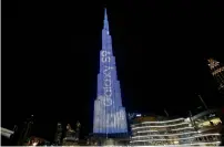  ?? — Supplied photo ?? Samsung displayed the S9 and S9+ on the facade of the Burj Khalifa using LED lights.