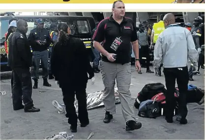  ?? /TWITTER ?? Two soccer fans were crushed to death and 19 others were injured when a group of fans forced their way into FNB Stadium during the pre-season Carling Black Label Cup between Orlando Pirates and Kaizer Chiefs on Saturday.