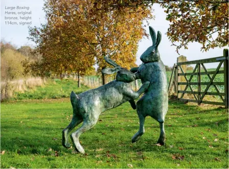  ?? ?? Large Boxing Hares, original bronze, height 114cm, signed