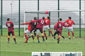  ??  ?? Carradale attacking Bellaire goal.