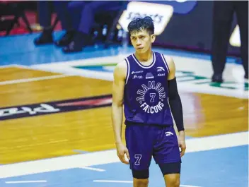  ?? (George Calvelo/ABS-CBN News/File photo) ?? Jerom Lastimosa may have found to his liking the new role assigned to him by coach Nash Racela — that of a spot-up shooter.