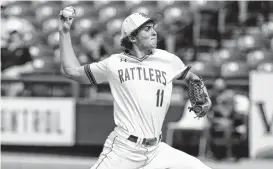  ??  ?? Travis Sthele, normally a shortstop, started for the Rattlers on Saturday. Sthele allowed four runs on three hits in two innings.