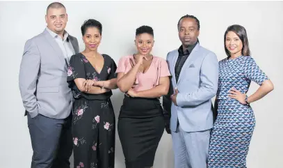  ?? Pictures: Supplied and Adriaan Roets ?? OPEN MINDS. The new channel’s anchors. From left: Adrian Botha, Naledi Moleo, Ayanda Dlamini, Koketso Sachane and Inge Isaacs.