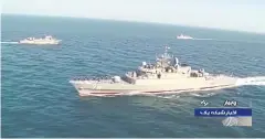  ?? AFP ?? A view of the Islamic Republic of Iran’s Navy frigate ‘Jamaran’ during Iran-RussiaChin­a joint naval drills in the Indian Ocean late last year.