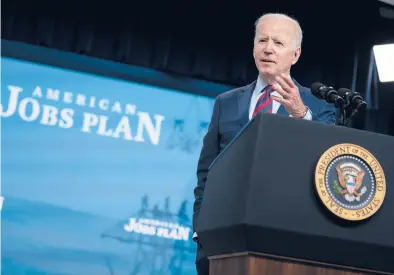  ?? EVAN VUCCI/AP ?? President Joe Biden speaks about the American Jobs Plan on Wednesday in Washington.