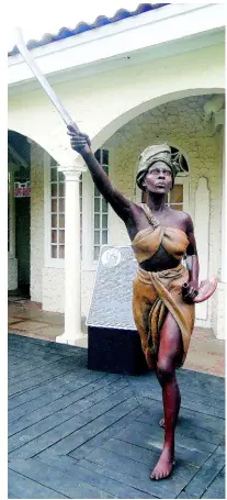 ??  ?? A rendition of National Heroine Nanny of the Maroons is made of recycled materials.