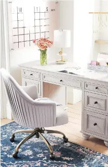  ??  ?? A decidedly feminine look, Pottery Barn’s Chelsea desk is bound to appeal to teenage girls.