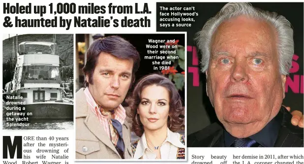  ?? ?? Natalie drowned during a getaway on the yacht Splendour
The actor can’t face Hollywood’s accusing looks, says a source
Wagner and Wood were on their second marriage when she died in 1981