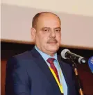  ??  ?? Chairman of the Federation of Arab Journalist­s Moayed Allami speaks during the event.